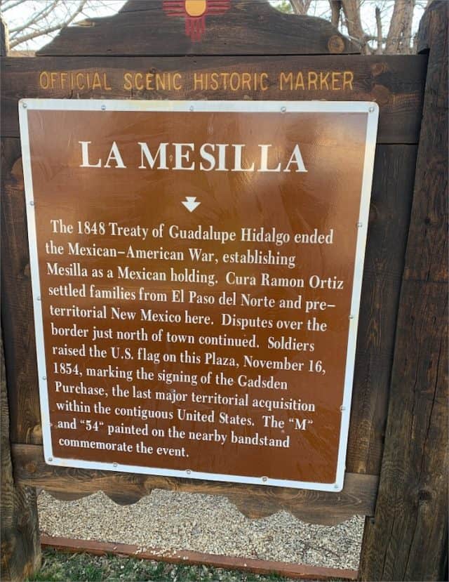 Historic Marker for Mesilla NM
