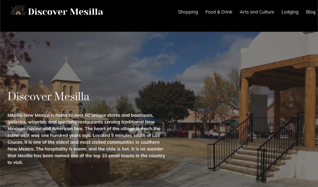 Screenshot of Discover Mesilla website directory