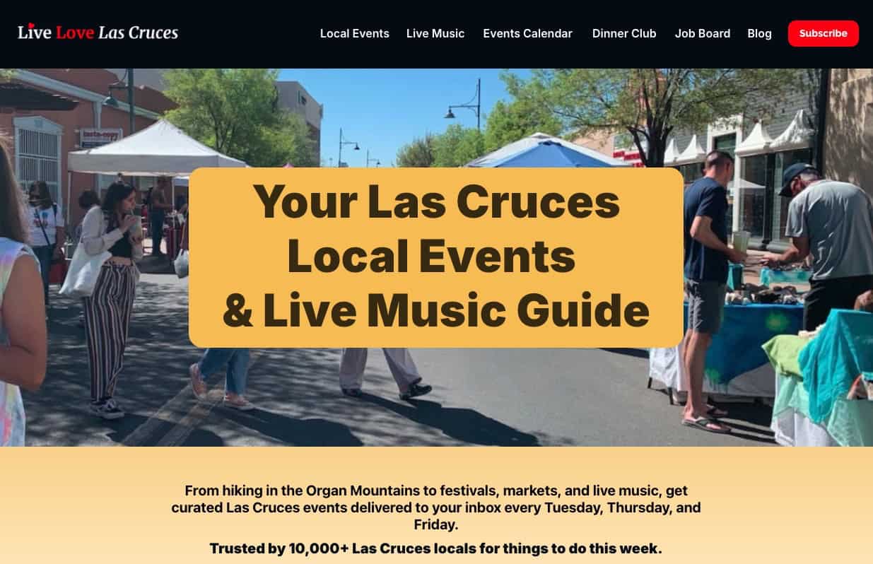 Live Love Las Cruces homepage screenshot